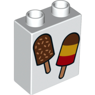 Duplo Brick 1 × 2 × 2 with 2 Ice Cream Treats on Sticks Print