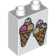 Duplo Brick 1 × 2 × 2 with Two Ice Creams Print