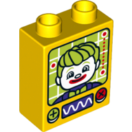 Duplo Brick 1 × 2 × 2 with Bottom Tube and The Joker Print Gelb