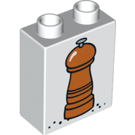 Duplo Brick 1 × 2 × 2 with Bottom Tube and Pepper Mill Print White