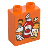 Duplo Brick 1 × 2 × 2 with Plastic Bottles print Orange