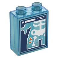 Duplo Brick 1 × 2 × 2 with X-Ray, Dark Blue Background, White Skeleton print Trans-Light Blue