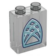 Duplo Brick 1 × 2 × 2 with Sand Blue Crystal Window print Transparent