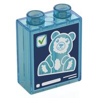 Duplo Brick 1 × 2 × 2 with X-Ray of Stuffed Bear print Transparent-Hellblau