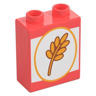 Duplo Brick 1 × 2 × 2 with Cereal Box, Wheat print Coral