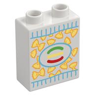 Duplo Brick 1 × 2 × 2 with Cereal Box print White