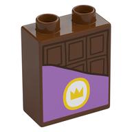 Duplo Brick 1 × 2 × 2 with Chocolate Bar print Rotbraun