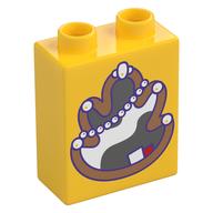 Duplo Brick 1 × 2 × 2 with Mirror print in Gelb