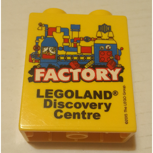 Duplo Brick 1 × 2 × 2 with Bottom Tube, Legoland Discovery Centre Factory Print / 2015 Gelb
