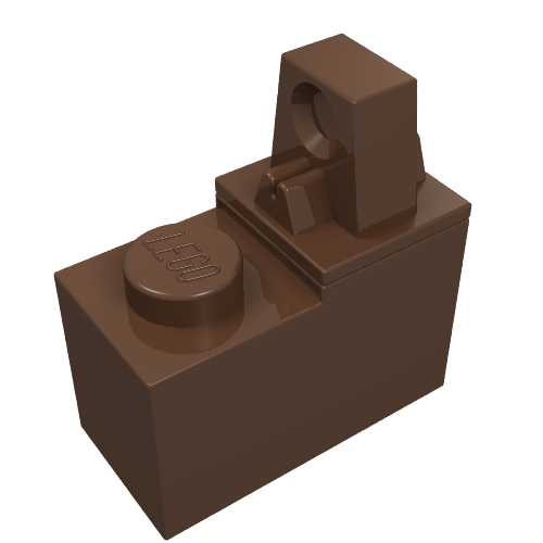 Hinge Brick 1 × 2 Locking with Single Finger On Top Braun