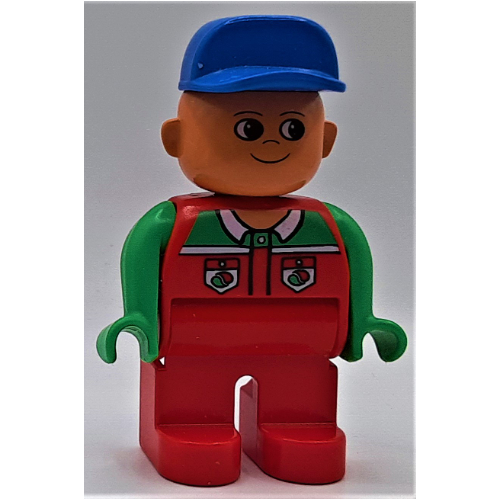 Duplo Figure, Early, Cap Blue, Red Legs, Jacket with Pockets with Octan Logo Print Red