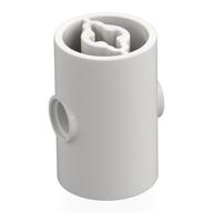 Brick Round 2 × 2 × 3 D. Tube with Axle Holes (Crossholes) at Each End, Pin Holes In Sides White