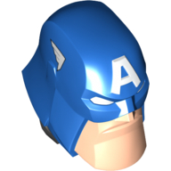 Large Figure Head Captain America with Light Nougat Face Print Blue