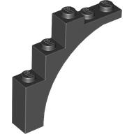 Brick Arch 1 × 5 × 4 [Irregular Bow, Raised Underside Cross Supports] Black