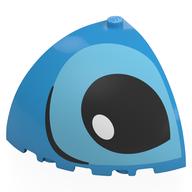 Brick Round Corner 5 × 5 × 3 1/3 Quarter Dome Top with Black and Medium Azure Eye Left Print Dunkelazur