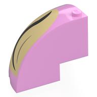Brick Round Corner 5 × 5 × 3 1/3 Quarter Dome Top with Black Eye Closed, Tan Background print Bright Pink