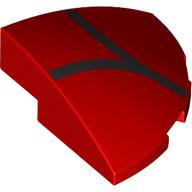 Brick Round Corner, Curved 3 × 3 × 1 Quarter Circle, Black Lines (Webbing) Print Red