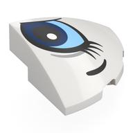 Brick Round Corner, Curved 3 × 3 × 1 Quarter Circle with Bright Light Blue/Dark Blue Eye, Right print White
