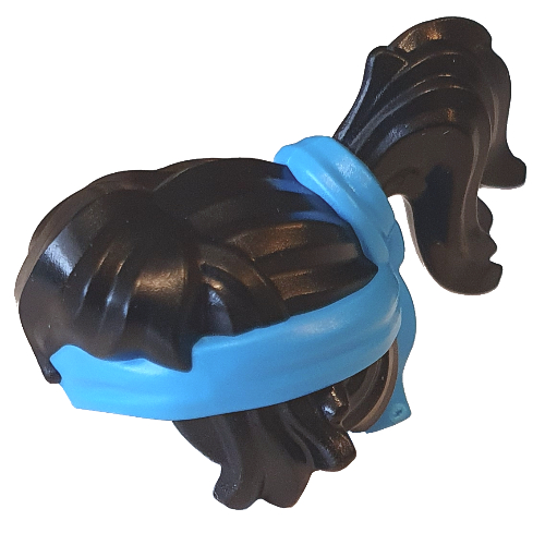 Hair Long, High Ponytail with Dark Azure Headband Schwarz