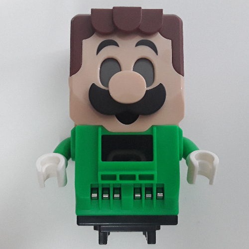 Hub, Luigi mit 4 Noppen oben und LCD-Bildschirmen als Augen und Brust Hellgrün