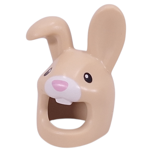 Costume / Mask, Rabbit with Bright Pink Nose, Black Eyes print Tan