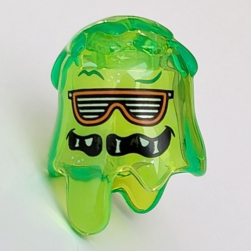 Headwear Slime with Slotted Glasses, Gaping Mouth print Trans-Bright Green