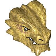 Minifig Head Special, Dragon with White Teeth, Cupper Markings print Perlgold