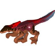 Animal, Dinosaur, Pyroraptor, Red Fin, Dark Red Top, Dark Brown Markings, Sand Blue Tail print Dunkelorange