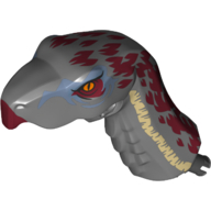 Animal Body Part, Dinosaur, Therizinosaurus Head with Dark Red Markings print Dark Bluish Gray