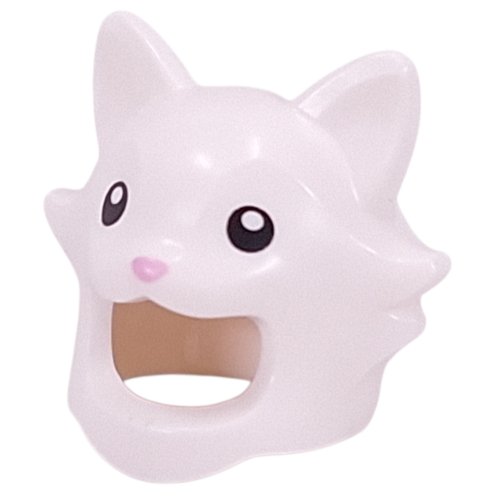 Costume / Mask, Cat with Bright Pink Nose, Black Eyes print Weiß