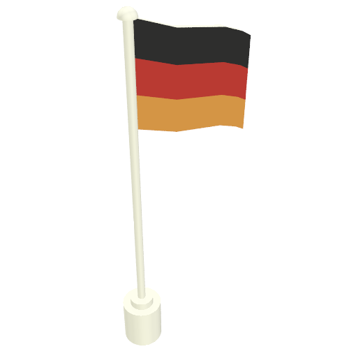 Flag on Flagpole with German Print White