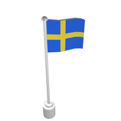 Flag on Flagpole with Sweden Print White