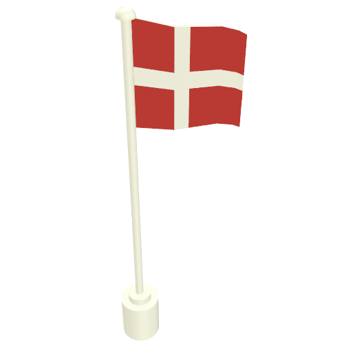 Flag on Flagpole with Denmark Print White