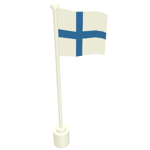 Flag on Flagpole with Finland Print White