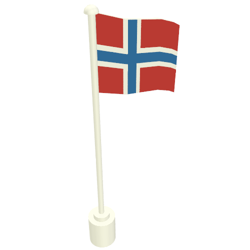 Flag on Flagpole with Norway Print Weiß