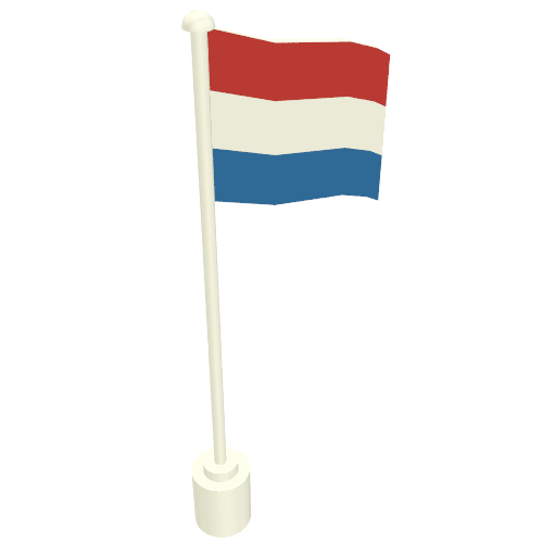 Flag on Flagpole with The Netherlands Print Weiß