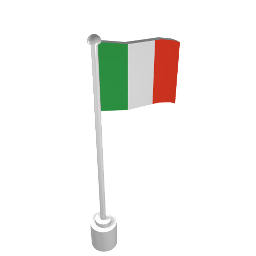Flag on Flagpole with Italy Print Weiß