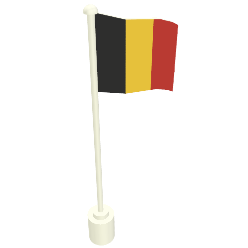 Flag on Flagpole with Belgium Print White