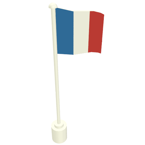 Flag on Flagpole with France Print White