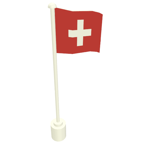 Flag on Flagpole with Switzerland Print White