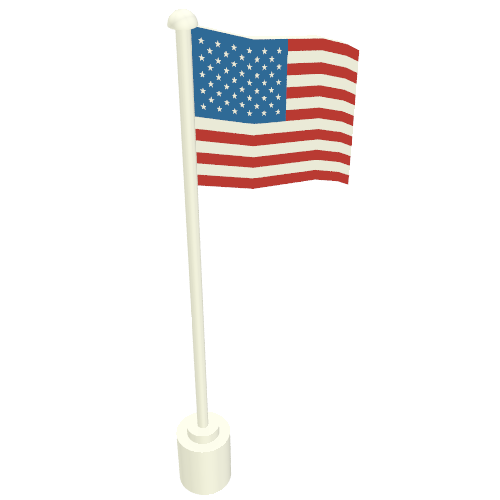 Flag on Flagpole with United States (48 stars) Print Weiß