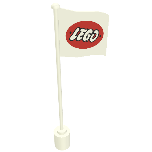 Flag on Flagpole with Lego Logo in Red Ellipse Print Weiß