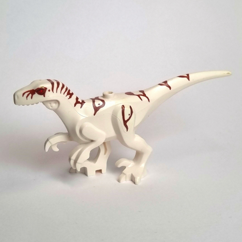 Animal, Dinosaur, Atrociraptor with Red Eyes, Reddish Brown Stripes print White