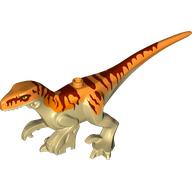 Animal, Dinosaur, Atrociraptor with Orange Top, Dark Red Stripes print Beige