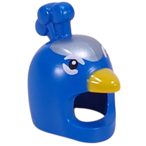 Costume / Mask, Peacock with Yellow Beak, White Eyes, Metal Blue Top print Blue