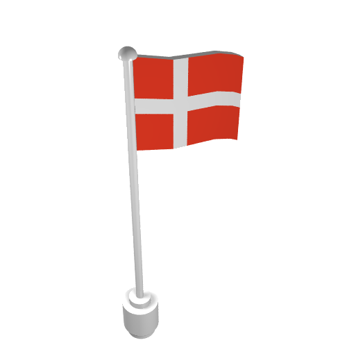 Flag on Flagpole, Wave with Denmark Print White
