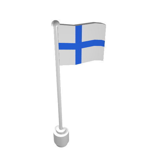Flag on Flagpole, Wave with Finland Print White
