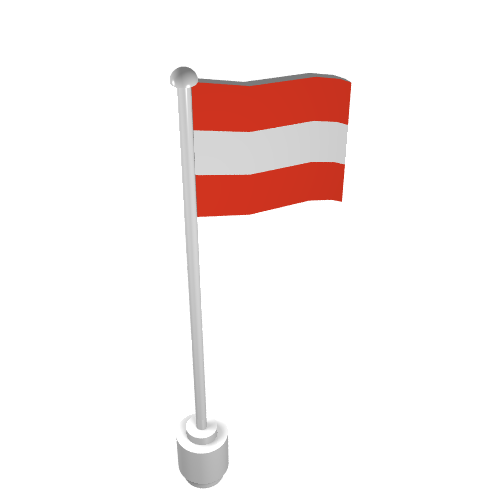 Flag on Flagpole, Wave with Austria Print Weiß