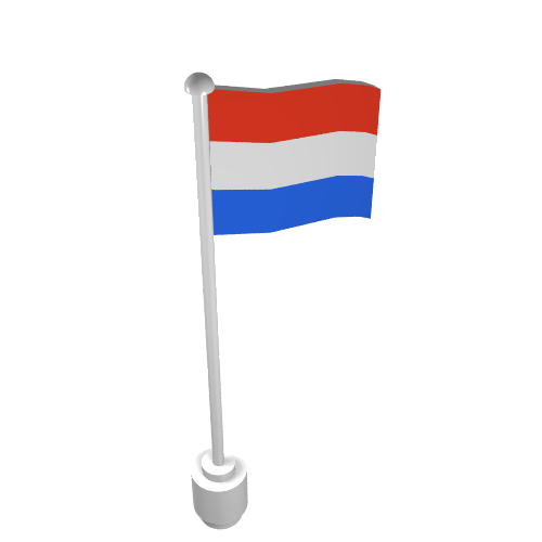 Flag on Flagpole, Wave with Netherlands Print White