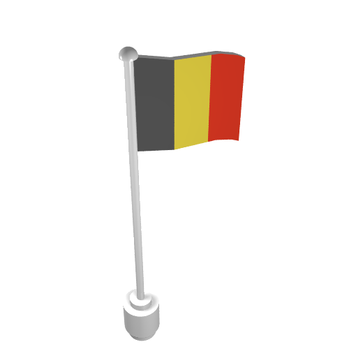 Flag on Flagpole, Wave with Belgium Print White